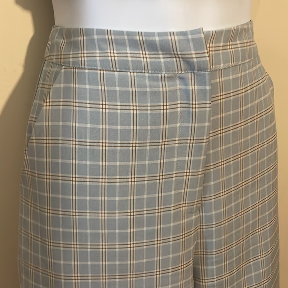 Blue Blush Blue and Brown Plaid Wide Leg Crop Top Outfit Size Small - Picture 3 of 16